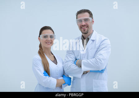 portrait of two scientists biologists Stock Photo