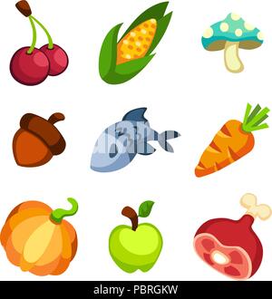 Fresh food icons set, cartoon style Stock Vector Image & Art - Alamy