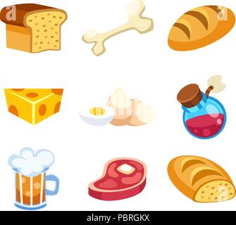 Set of cartoon food icons Stock Vector