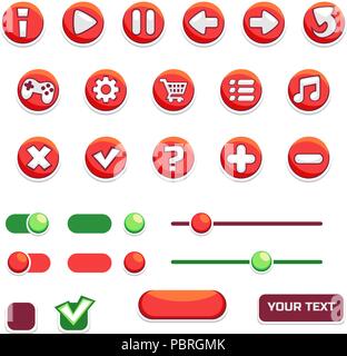 Cartoon set of game buttons and user interface Stock Vector