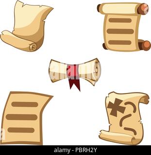 Cartoon set of ancient magic wizard scrolls Stock Vector