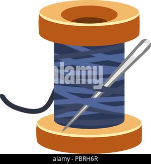 Cartoon vector thread reel with a needle icon Stock Vector