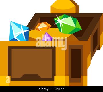 Cartoon vector opened wooden chest withe treasure Stock Vector