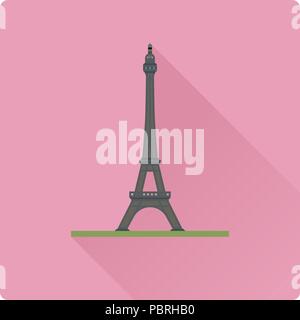 Flat design long shadow vector illustration of the Eiffel tower at Paris, France Stock Vector