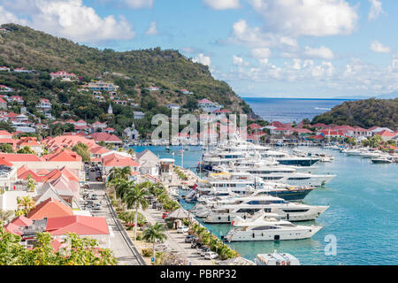 Gustavia Harbor of St Barts Island Stock Photo