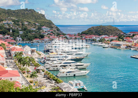 Gustavia, St. Bart's town skyline at the harbor Stock Photo - Alamy