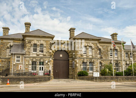 Wide angle view of the entrance to HM Prison Swansea Stock Photo