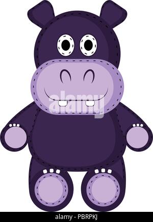 Isolated stuffed hippo toy icon Stock Vector