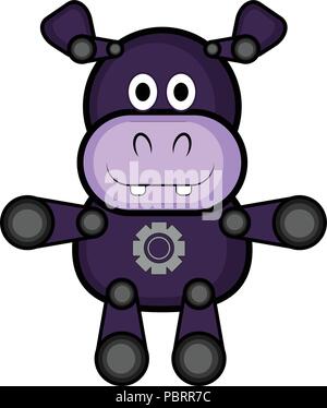 Isolated stuffed hippo toy icon Stock Vector