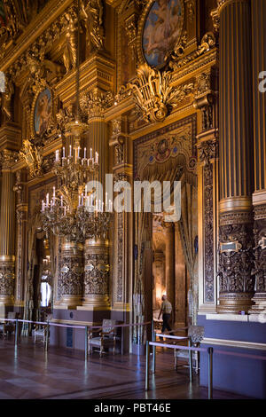 PARIS, FRANCE - JUN 6, 2015: Interior of the Palais Garnier (Opera Garnier) in Paris, France. It was originally called the Salle des Capucines Stock Photo