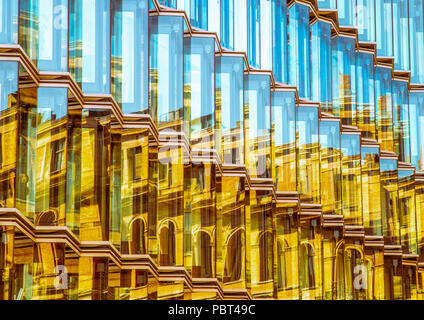 Berlin reflected, reflections of buildings in the glass of other buildings Stock Photo