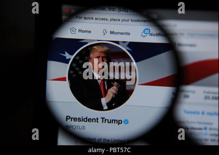 President Donald Trump's official twitter page. The twitter handle is @POTUS Stock Photo
