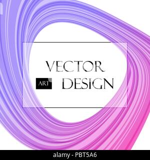 Purple abstraction of swirling lines on white, curved round background Stock Vector