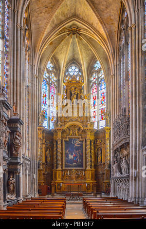 ROUEN, FRANCE - JUN 7, 2015:  Rouen Cathedral (Notre Dame de Rouen), a Roman Catholic Gothic cathedral in Rouen, France, a seat of the Archbishop of R Stock Photo