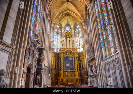 ROUEN, FRANCE - JUN 7, 2015:  Rouen Cathedral (Notre Dame de Rouen), a Roman Catholic Gothic cathedral in Rouen, France, a seat of the Archbishop of R Stock Photo