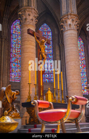 ROUEN, FRANCE - JUN 7, 2015:  Rouen Cathedral (Notre Dame de Rouen), a Roman Catholic Gothic cathedral in Rouen, France, a seat of the Archbishop of R Stock Photo