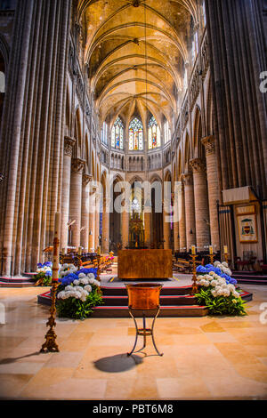 ROUEN, FRANCE - JUN 7, 2015:  Rouen Cathedral (Notre Dame de Rouen), a Roman Catholic Gothic cathedral in Rouen, France, a seat of the Archbishop of R Stock Photo