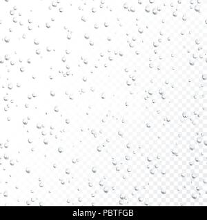 Drops seamless pattern. Water drops on  transparent background. Rain drops. Realistic bubbles on transparent background. Vector illustration Stock Vector