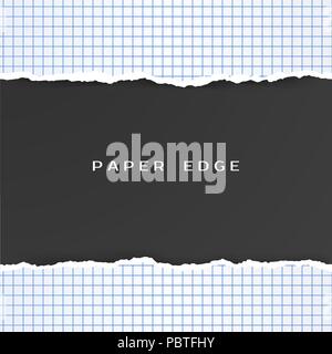 Squared Paper with Torn Edge. Checkered Geometry Paper Pattern. Vector illustration Stock Vector
