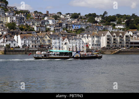 Steam paddle boat, Kingswear Castle on the River Dart, Dartmouth, Devon, England Stock Photo