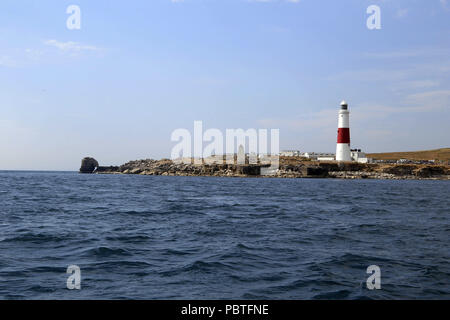 Portland Bill Lighthouse viewed from the sea Stock Photo