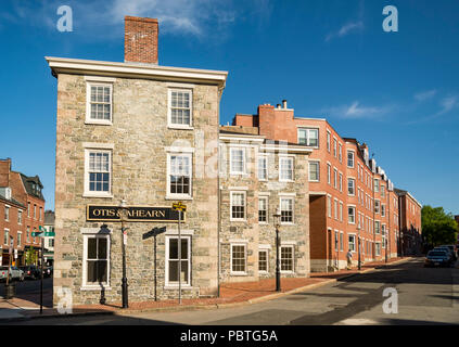 BOSTON - MAY 14, 2018: nice Charlestown district, residential area near the Bunker Hill on May 14, 2018 in Boston, Massachusetts, USA. Stock Photo