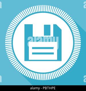 Disk editable flat vector icon, square web button, blue computer and smartphone application sign in eps 10 Stock Vector