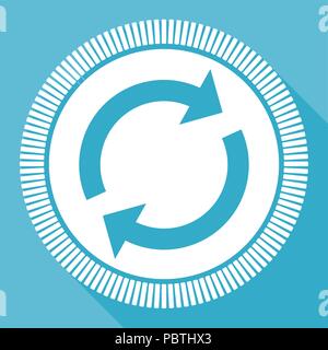 Reload editable flat vector icon, square web button, blue computer and smartphone application sign in eps 10 Stock Vector
