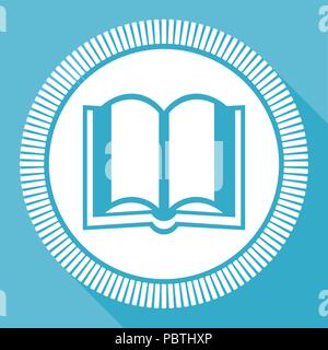 Book editable flat vector icon, square web button, blue computer and smartphone application sign in eps 10 Stock Vector