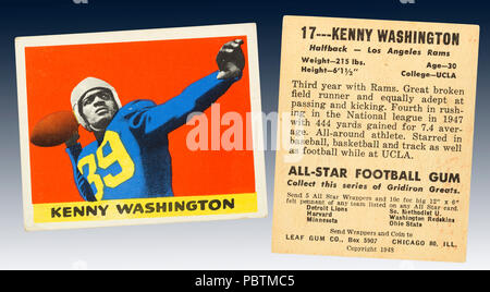 Original 1948 Leaf Gum Co. football card showing halfback Kenny Washington of the Los Angeles Rams - Kenny Washington was the first African-American t Stock Photo