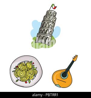 Country Italy cartoon icons in set collection for design. Italy and landmark vector symbol stock  illustration. Stock Vector