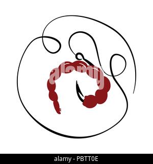 Bait the moths. Fishhook. Vector illustration. Simple icon Fishing tackle. Stock Vector