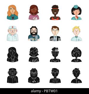 Doctor in a dressing-gown with a red cross on his head, a hacker with a beard in a T-shirt and glasses, a businessman in a tie, a waiter in a gastrono Stock Vector