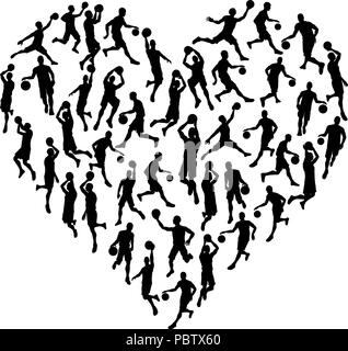 Bsketball Heart Silhouette Concept Stock Vector