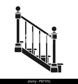 Stairs icon in black style isolated on white background. Sawmill and timber symbol vector illustration. Stock Vector