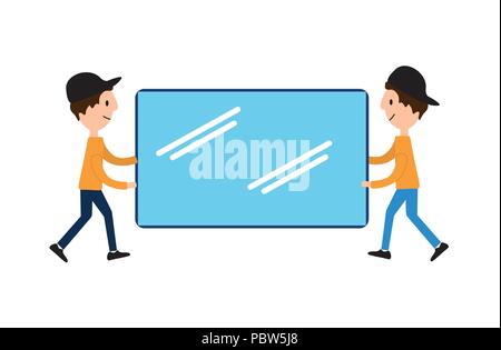 Vector flat illustrations, online shopping, buying and selling, banner, presentation, social media. When receiving a check on the account, an online store. Delivery to the door. Carefully brittle glass Stock Vector