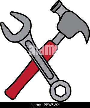 Crossed wrench hammer Stock Vector Images - Alamy