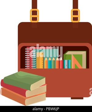 school handbag with text books vector illustration design Stock Vector