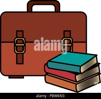 school handbag with text books vector illustration design Stock Vector