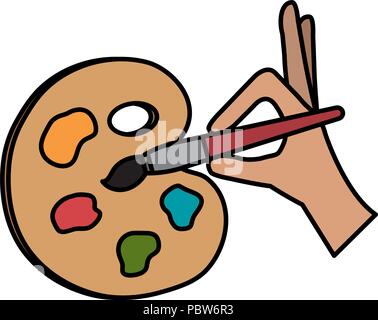 hand painting with brush and pallette Stock Vector