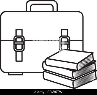 school handbag with text books Stock Vector