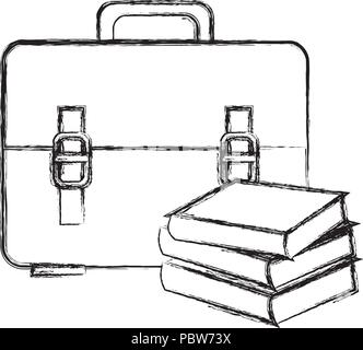 school handbag with text books Stock Vector