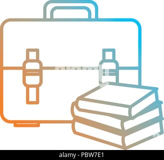school handbag with text books Stock Vector