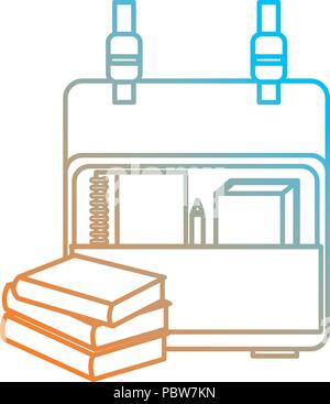 school handbag with text books Stock Vector