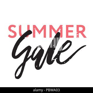 Summer Sale Lettering Watercolor Calligraphy Text Pink Vector Shop Stock Vector