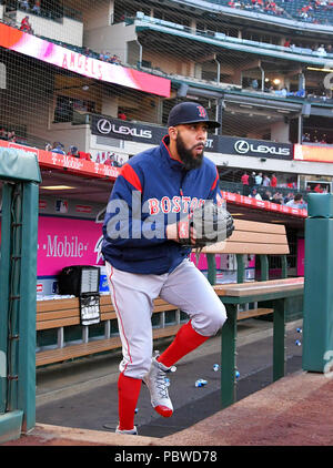 Boston Red Sox starting pitcher David Price before the Major League Baseball game against the Los Angeles Angels at Angel Stadium in Anaheim, California, United States, April 17, 2018. Credit: AFLO/Alamy Live News Stock Photo