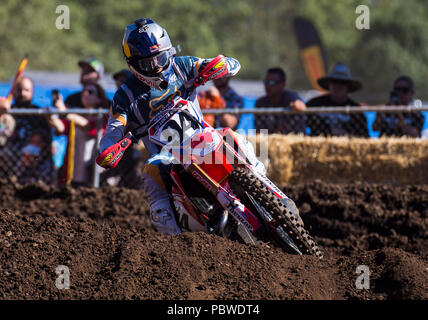 Washougal, WA USA. 28th July, 2018. # 94 Ken Roczen coming out of turn14 during the Lucas Oil Pro Motocross Washougal National 450 class championship at Washougal, WA Thurman James/CSM/Alamy Live News Stock Photo