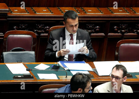 Rome, Italy. 30th July 2018. Minister of Labor Luigi Di Maio  Rome July 30th 2018. Chamber of Deputies. Discussion about 'Dignity Decree'. Foto Samantha Zucchi Insidefoto Credit: insidefoto srl/Alamy Live News Stock Photo
