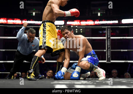 Qingdao, Qingdao, China. 31st July, 2018. Qingdao, CHINA-Japanese boxer Sho Kimura Sho defeats Filipino boxer at WBA World Boxing Championship in Qingdao, east China's Shandong Province, July 27th, 2018. Credit: SIPA Asia/ZUMA Wire/Alamy Live News Stock Photo