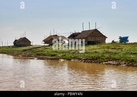 Farming on shore of Tonle Sap lake in Cambodia Stock Photo